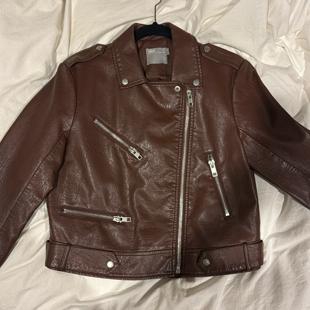 Brown Leather Moto Jacket